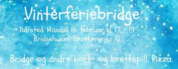 Vinterferiebridge. Trondheim ungdomsbridgeklubb. Kristin Linnigard.